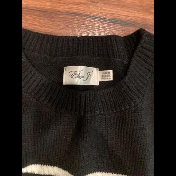NWT New Eliza J Black White Striped Sweater Dress XL - Picture 2 of 6
